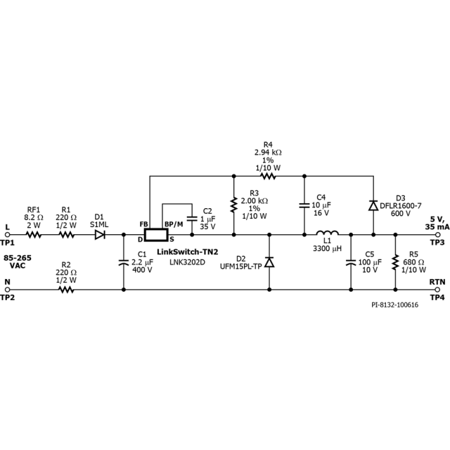 Der 507 175 Mw Constant Voltage Universal Input Non Isolated Buck Converter Power Integrations Inc